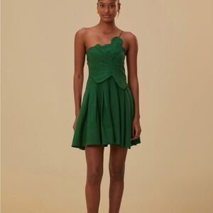 FARM Rio Green Ruched Tie Front Mini Dress